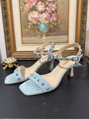 Lodi - Laly Sky Studded Light Blue Ankle-Strap Heels